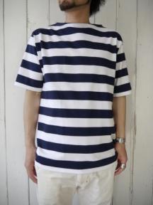 OUESSANT S/S　(WIDE BORDER) (ホワイト×ネイビー)