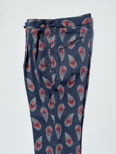 Tucked Side Tab Trouser (Wool Gabardine / Printed)