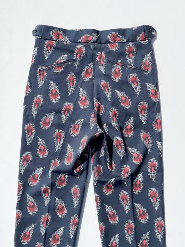 Tucked Side Tab Trouser (Wool Gabardine / Printed)