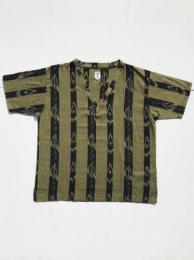 【 30% OFF】　S/S V Neck Shirt (Ikat Stripe)
