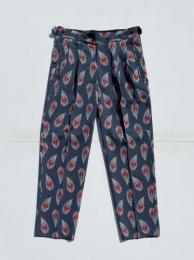 Tucked Side Tab Trouser (Wool Gabardine / Printed)