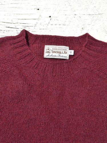 Crew Neck Shetland Sweater (Bordeaux Mix)
